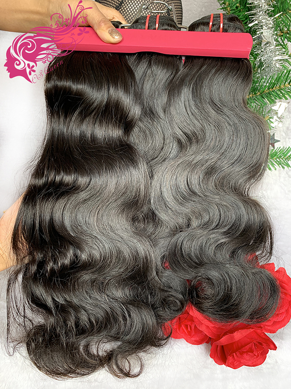 Csqueen 9A Body Wave 2 Bundles with 4 * 4 Transparent lace Closure Brazilian Hair - Click Image to Close